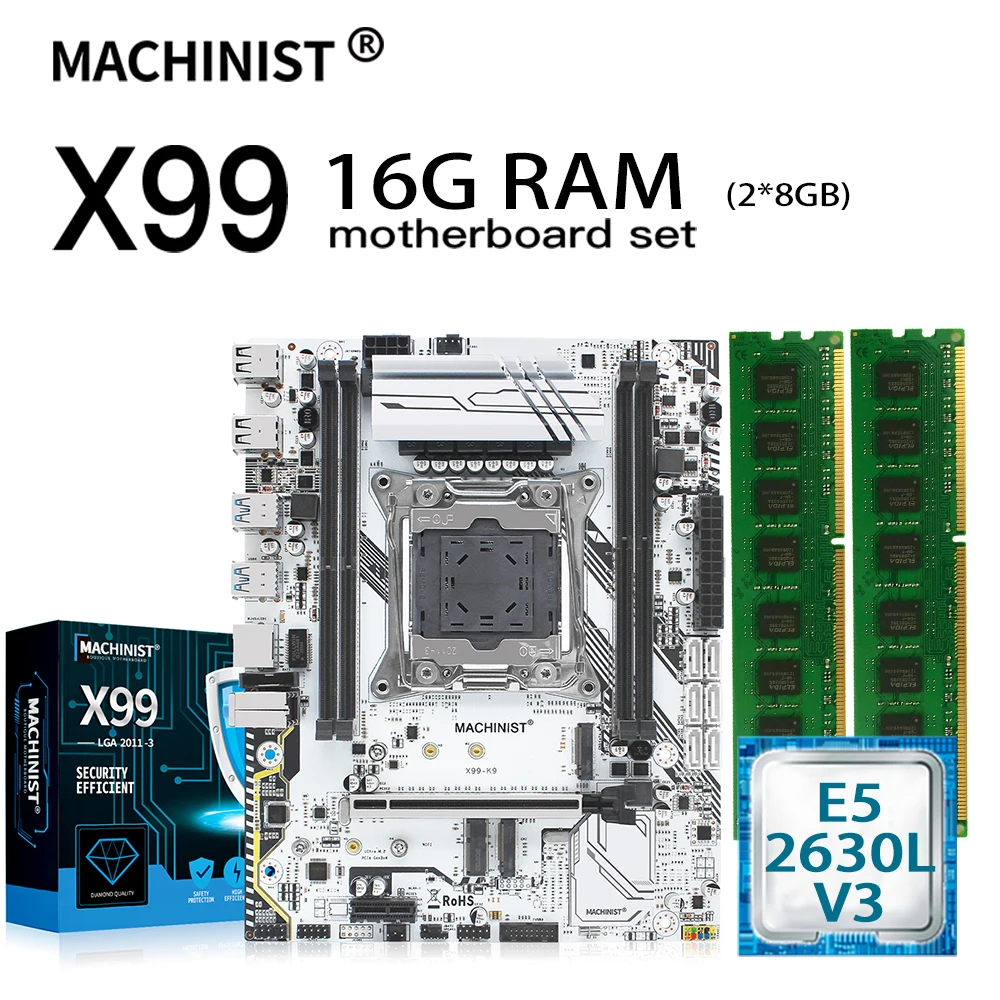 STROJNÍK X99 Ploche Dosky LGA 2011-3 kombinovaný S Xeon E5 2630L V3 CPU 16GB 2*8G DDR4 ECC REG RAM Servera MIanboard X99-K9 5