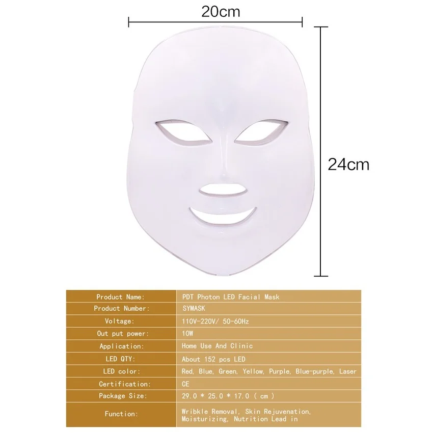 7 Farby na Tvár LED PhotonTherapy Maska Anti-Akné, Vrások, Odstránenie Kože, Bielenie, Leštenie Sprísnenie Krása Pokožky LED Maska 2