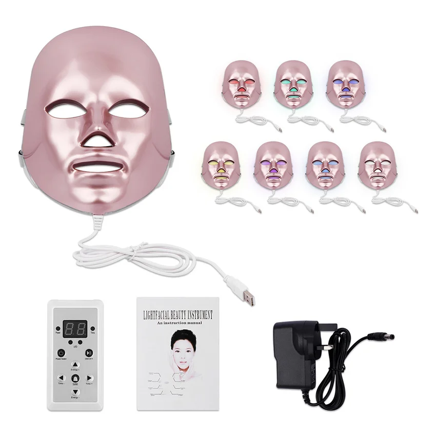 7 Farby na Tvár LED PhotonTherapy Maska Anti-Akné, Vrások, Odstránenie Kože, Bielenie, Leštenie Sprísnenie Krása Pokožky LED Maska 4