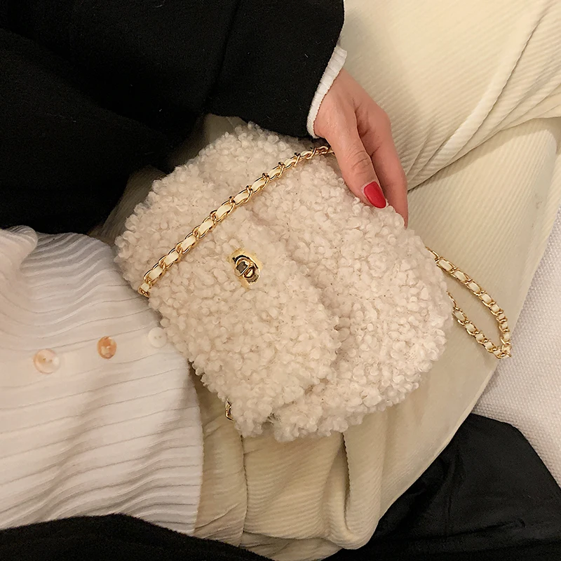 доставкой 2021 с módne ovčej vlny malé ženy, tašky cez rameno, Dizajnér Luxusné kabelky umelú kožušinu crossbody taška ženy peňaženky 3