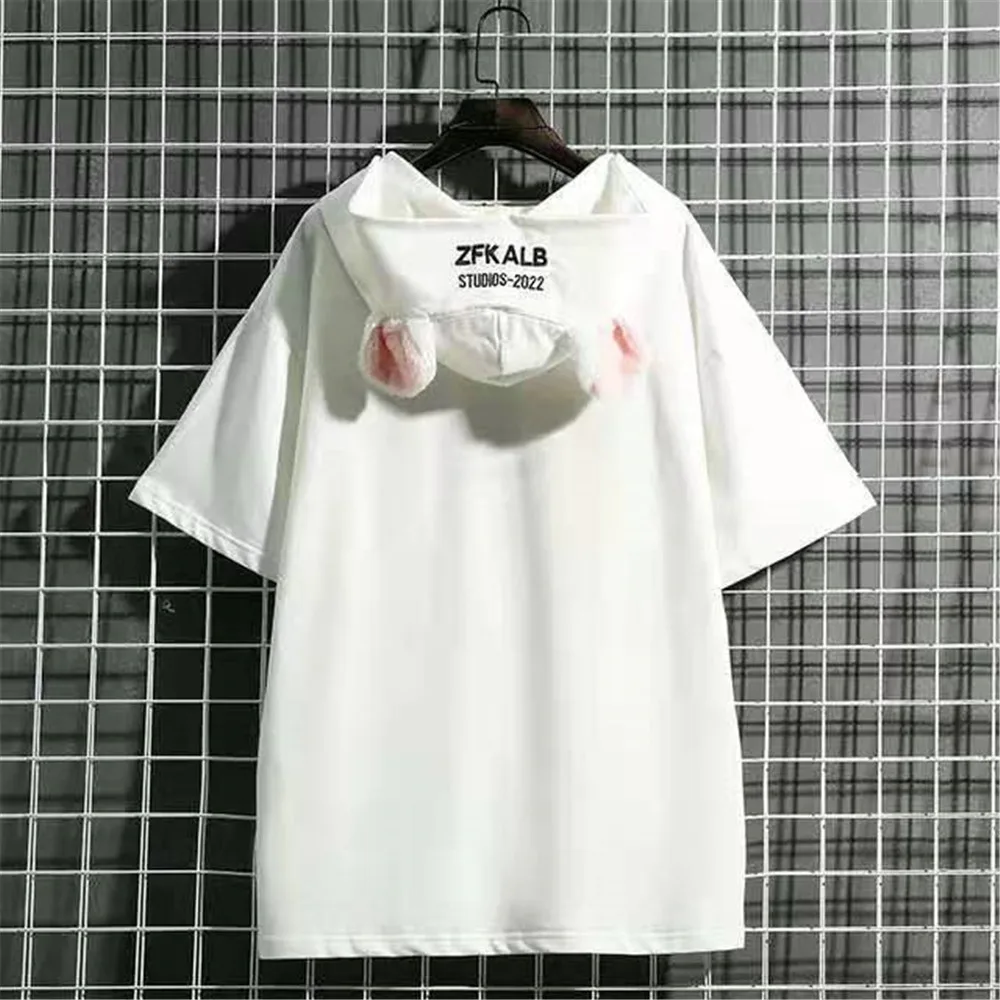 Biele Ženy Králik Ucho Tričko Pre Dievča Módneho Nadrozmerná T-Shirt Zábavné Bavlna Japonsko Harajuku Topy Lete Gotický Kawaii T Tričko 2