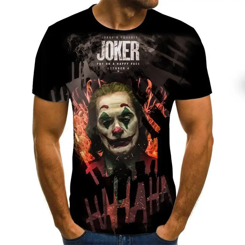 2020 Noví ľudia, Tričko, Náčrt, Klaun 3d Vytlačené T Shirt Mužov Joker Tvár Príležitostné O-Krku Mužské Tričko Klaun Krátke Rukávy Vtip Topy 2