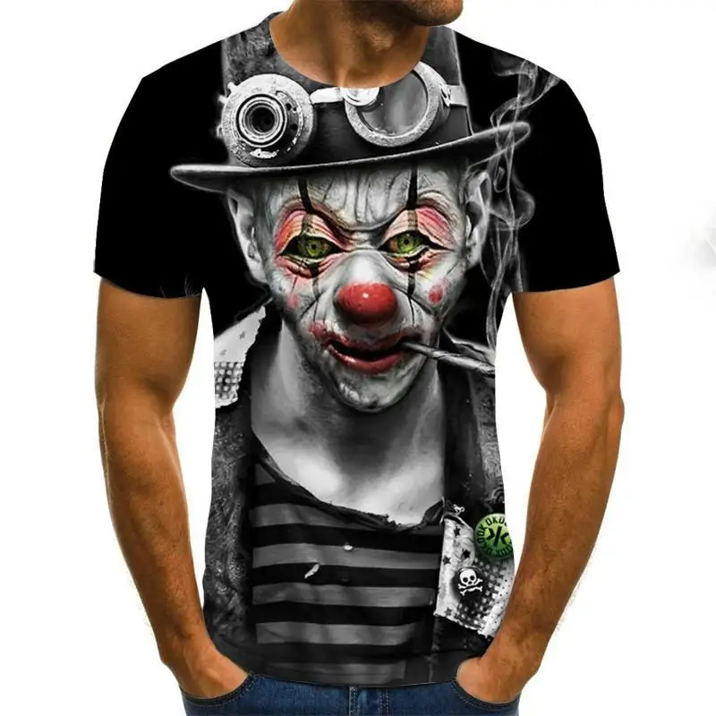 2020 Noví ľudia, Tričko, Náčrt, Klaun 3d Vytlačené T Shirt Mužov Joker Tvár Príležitostné O-Krku Mužské Tričko Klaun Krátke Rukávy Vtip Topy 3