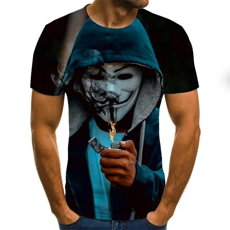 2020 Noví ľudia, Tričko, Náčrt, Klaun 3d Vytlačené T Shirt Mužov Joker Tvár Príležitostné O-Krku Mužské Tričko Klaun Krátke Rukávy Vtip Topy 5