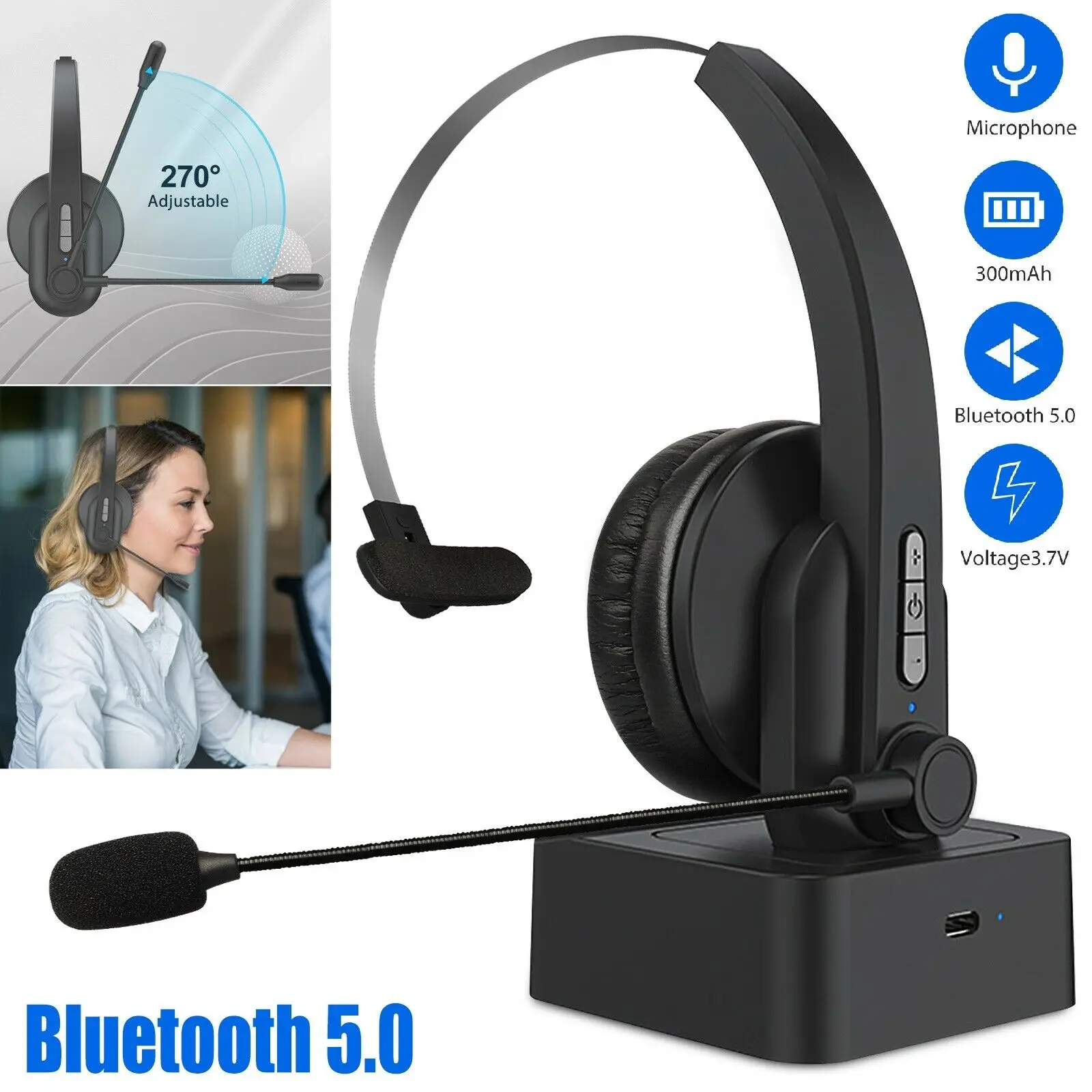 Bezdrôtový Bluetooth Headset pre Trucker Jazdy Úrad pre Slúchadlá, potlačenie Šumu Mikrofónu Návštevnosť Headset Široká Kompatibilita 0