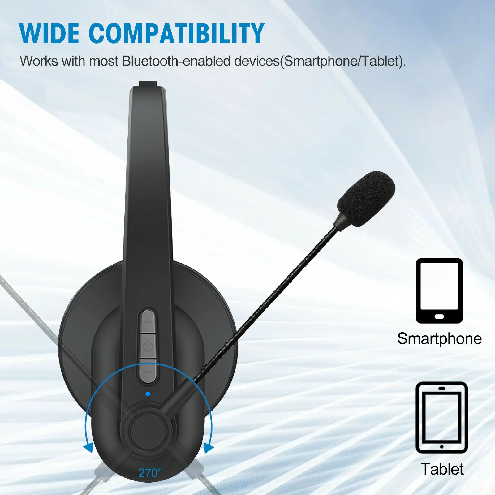 Bezdrôtový Bluetooth Headset pre Trucker Jazdy Úrad pre Slúchadlá, potlačenie Šumu Mikrofónu Návštevnosť Headset Široká Kompatibilita 1