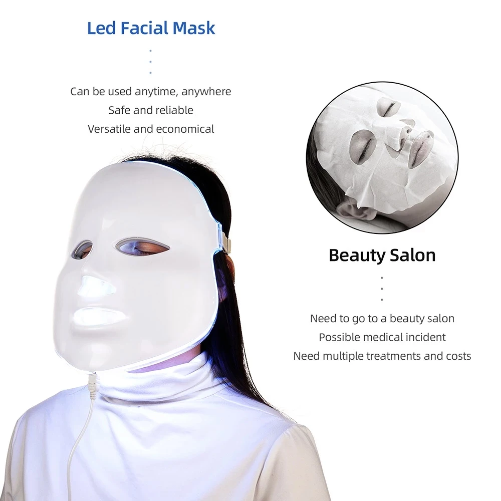 BJI 7 Farieb LED Svetlo Photon Terapia Masku na Tvár Pokožky Utiahnite Omladenie, Odstránenie Vrások Krásy Stroj 4