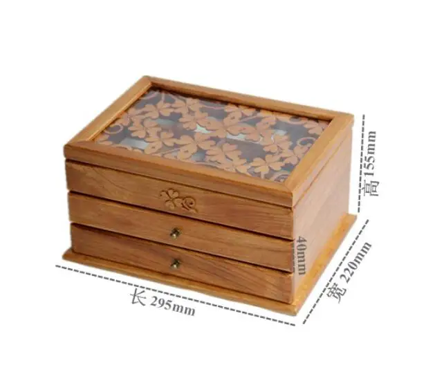 Nové tri vrstvy organizátor dreva šperky boxy Úložný Box dreva, ďatelina Európskej drevené šperky box špeciálna ponuka stôl organizátor 2