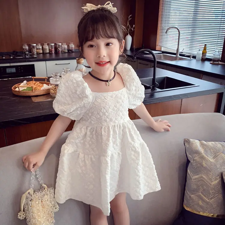 Dievčenské Šaty Letné 2021 Nový Detí kórejský Štýl, Módne Princezná Šaty Internet Celebrity Lístkového Rukáv Dievčatko Sukne 4