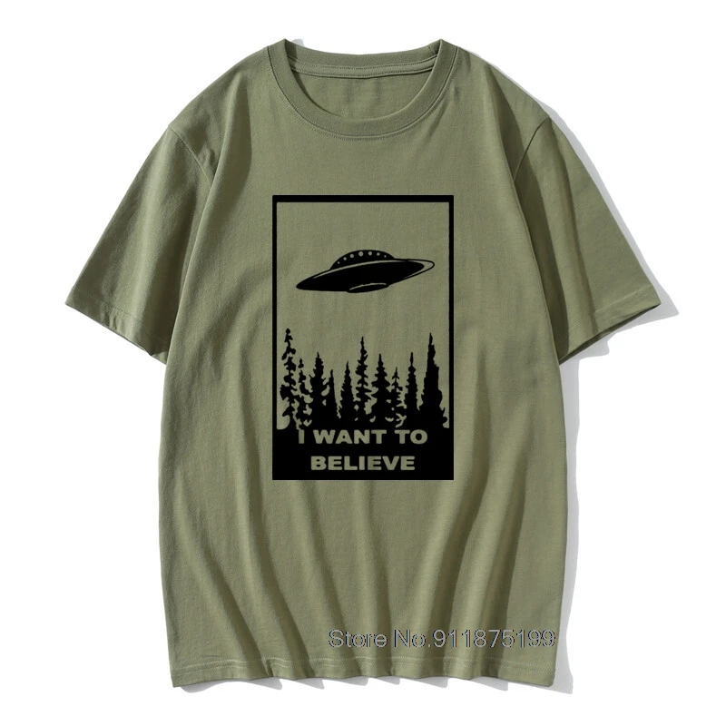 Chcem Veriť T-Shirt Vtipné tričko sci fi ufo priestor fiction súbory Bavlna krátky rukáv tričko camisetas hombre 0