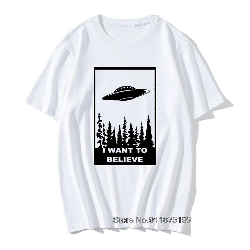 Chcem Veriť T-Shirt Vtipné tričko sci fi ufo priestor fiction súbory Bavlna krátky rukáv tričko camisetas hombre 2