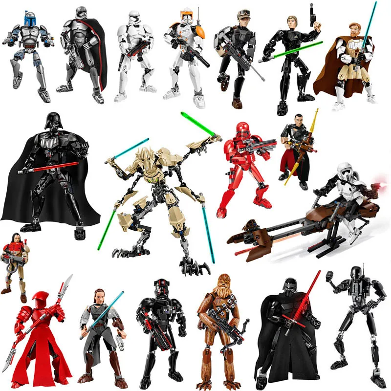 36 Štýle Star Wars Buildable Obrázok Stormtrooper Darth Vader Kylo Ren Chewbacca Boba Jango Fett Všeobecné Grievou Akčný Chlapec Hračka 3