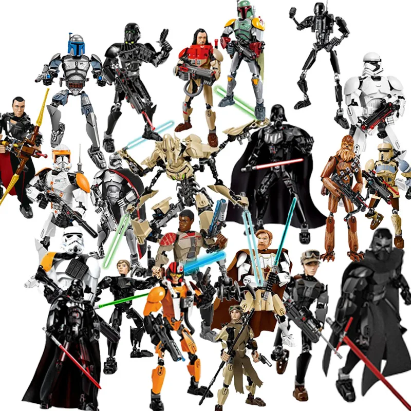 36 Štýle Star Wars Buildable Obrázok Stormtrooper Darth Vader Kylo Ren Chewbacca Boba Jango Fett Všeobecné Grievou Akčný Chlapec Hračka 5