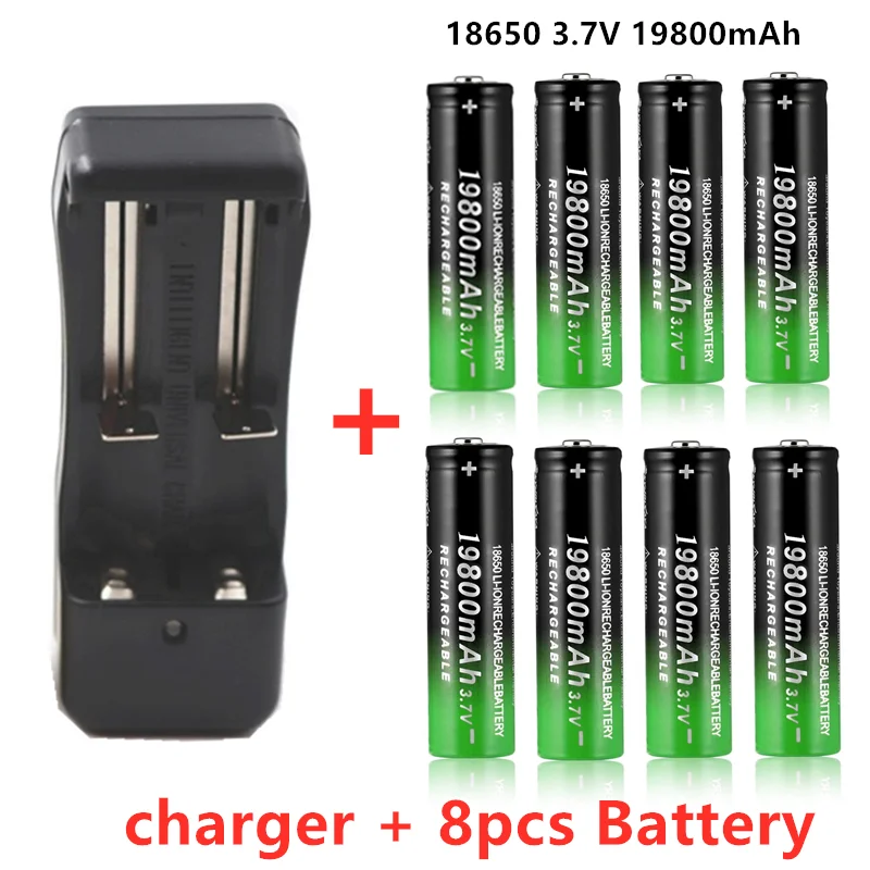 Nová batéria 18650 3,7 V 19800 MAH Li ion nabíjateľná batéria 18650 batery +1pcs 18650 batérie nabíjačky 5