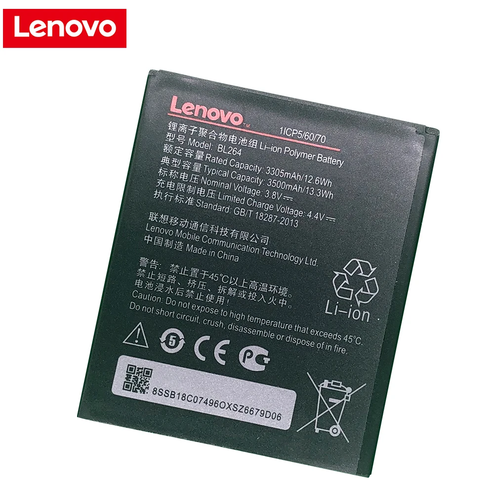 Originálne Lenovo BL264 Batérie Pre Lenovo Atmosféra C2 Power k10a40 k10a40 3500mAh Mobil Batérie 0