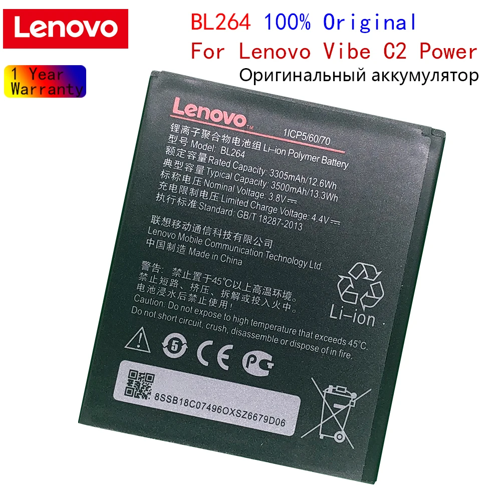 Originálne Lenovo BL264 Batérie Pre Lenovo Atmosféra C2 Power k10a40 k10a40 3500mAh Mobil Batérie 1