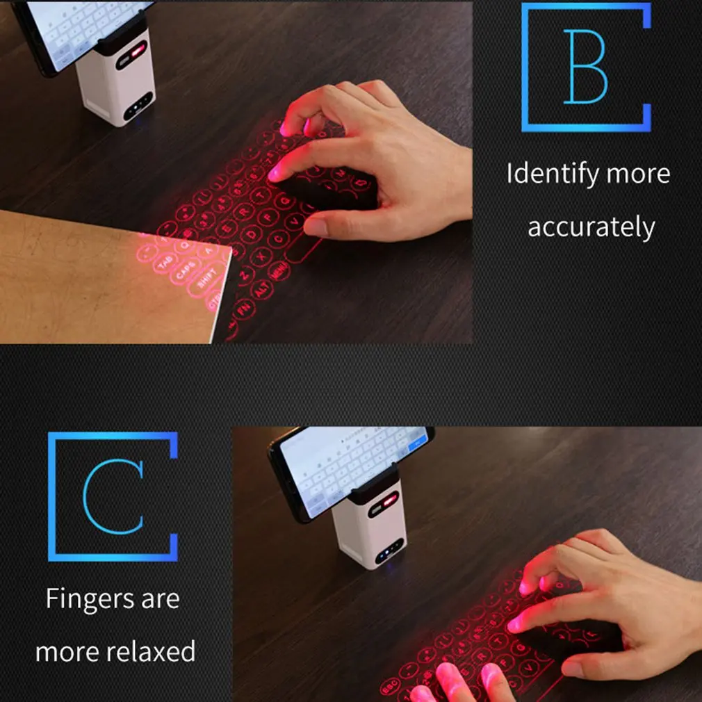Prenosné Bluetooth Laser klávesnica Bezdrôtová Virtuálnej Projekcie Prenosné klávesnica pre Android, Inteligentný Telefón, Tablet PC, Notebook 4