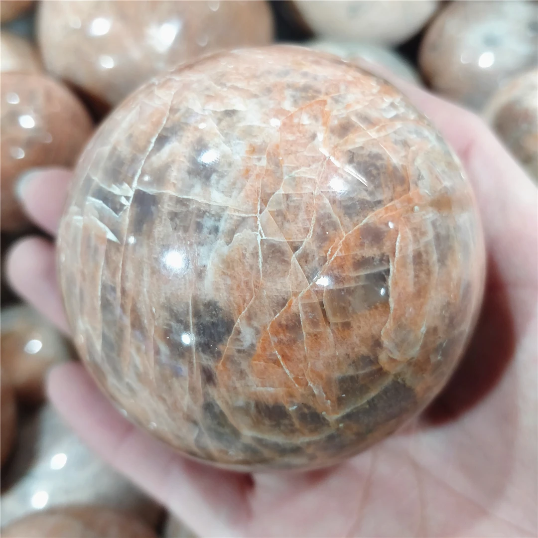Prírodný Drahokam Oranžová, Žltá Moonstone Crystal Oblasti Moon Rock Kamene Aura Flash Kremeň, Vzácne Minerálne Dekoratívne Gule 1