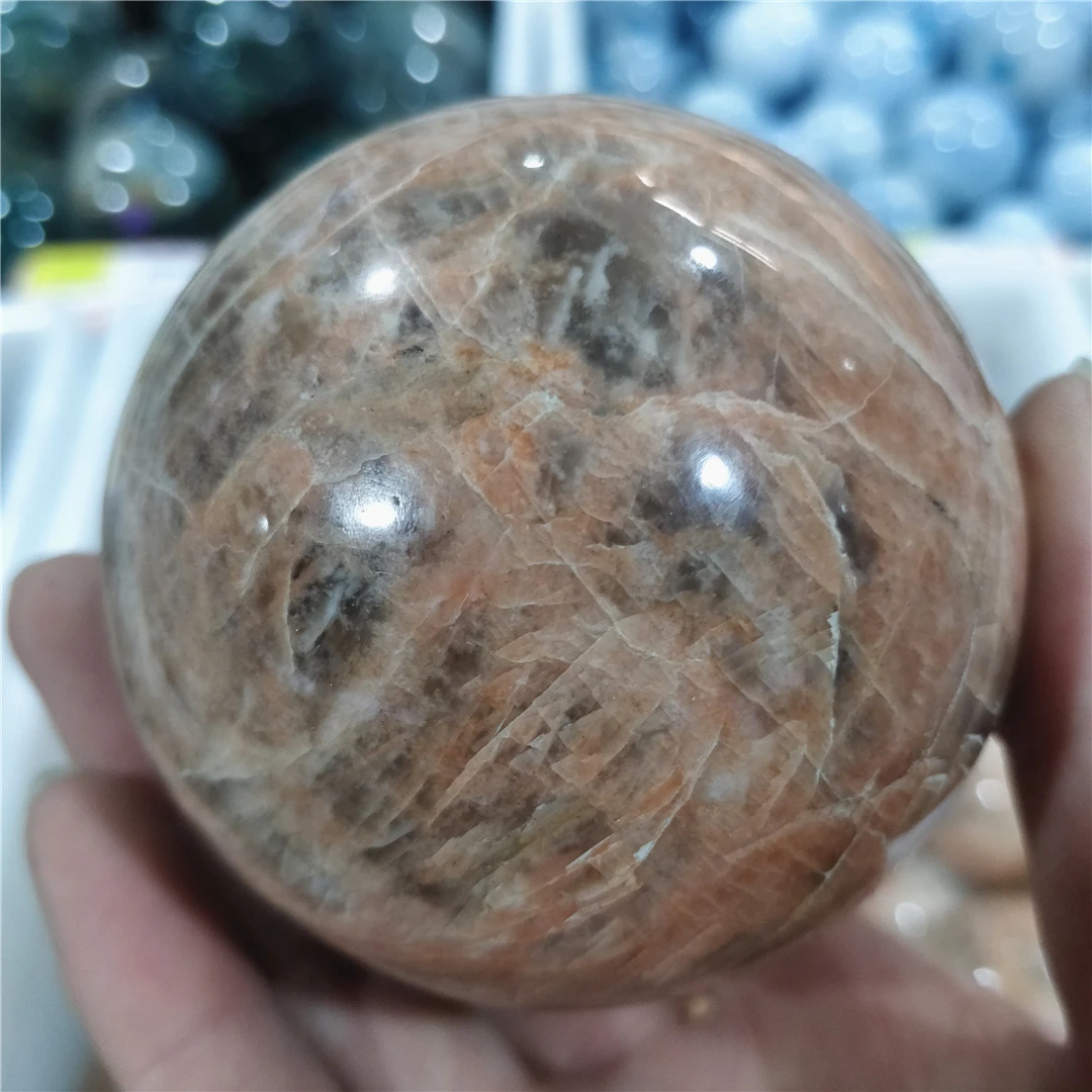 Prírodný Drahokam Oranžová, Žltá Moonstone Crystal Oblasti Moon Rock Kamene Aura Flash Kremeň, Vzácne Minerálne Dekoratívne Gule 3