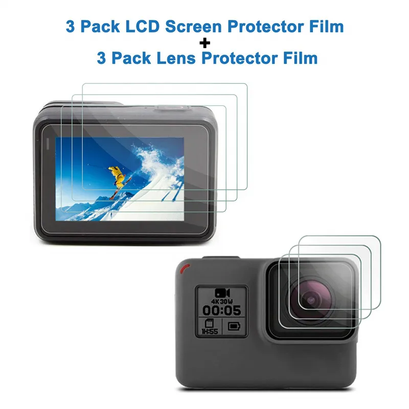 Šport Akčné Kamery Príslušenstvo Držiak Pre GoPro Hero 7 6 5 Black Vodotesný Silikónový Prípade Screen Protector, Anti fog film Go Pro 4