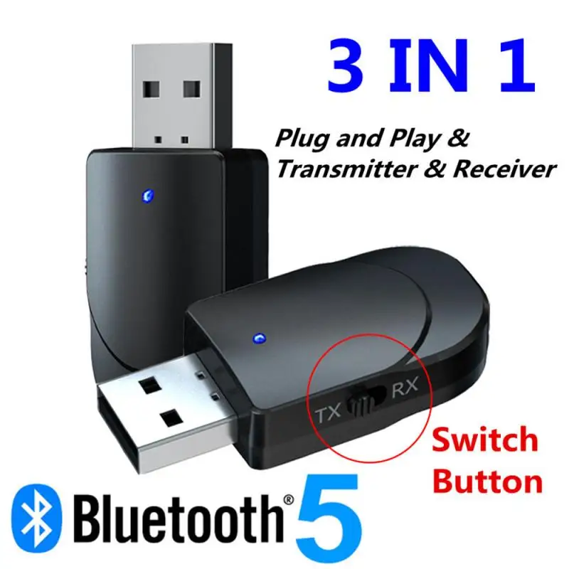 Bezdrôtové pripojenie USB Bluetooth 5.0 Vysielač, Prijímač, Počítač, TV Adaptér Auto Duálny Výstup Audio Bluetooth Dongle pre Počítač 4
