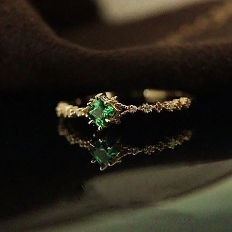 Autor originálu silver diamond green crystal otvorenie nastaviteľný krúžok Čínskom štýle retro elegantné, ľahké luxus, šarm, klenotník 4