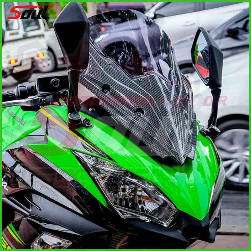 Motocykel Uhlíkových Vlákien Čelné sklo Viser čelné Sklo Clonu vhodné Pre Kawasaki NINJA650 2017 2018 2019 NINJA 650 17-19 Double Bubble 2