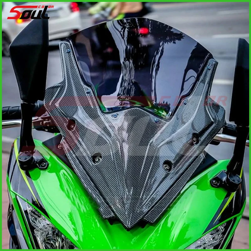 Motocykel Uhlíkových Vlákien Čelné sklo Viser čelné Sklo Clonu vhodné Pre Kawasaki NINJA650 2017 2018 2019 NINJA 650 17-19 Double Bubble 5