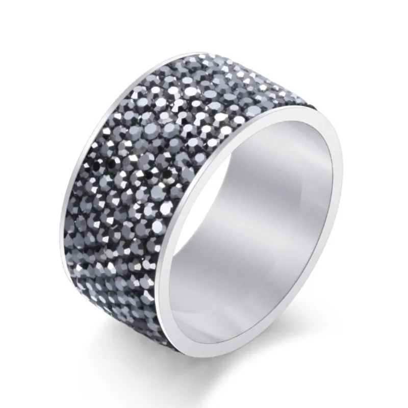 2021 Nové Jemné Šperky veľkoobchod Crystal z Swarovskis Klasické nerezovej ocele s 8 riadkov zirkón krúžky Fit Žien a Mužov 3