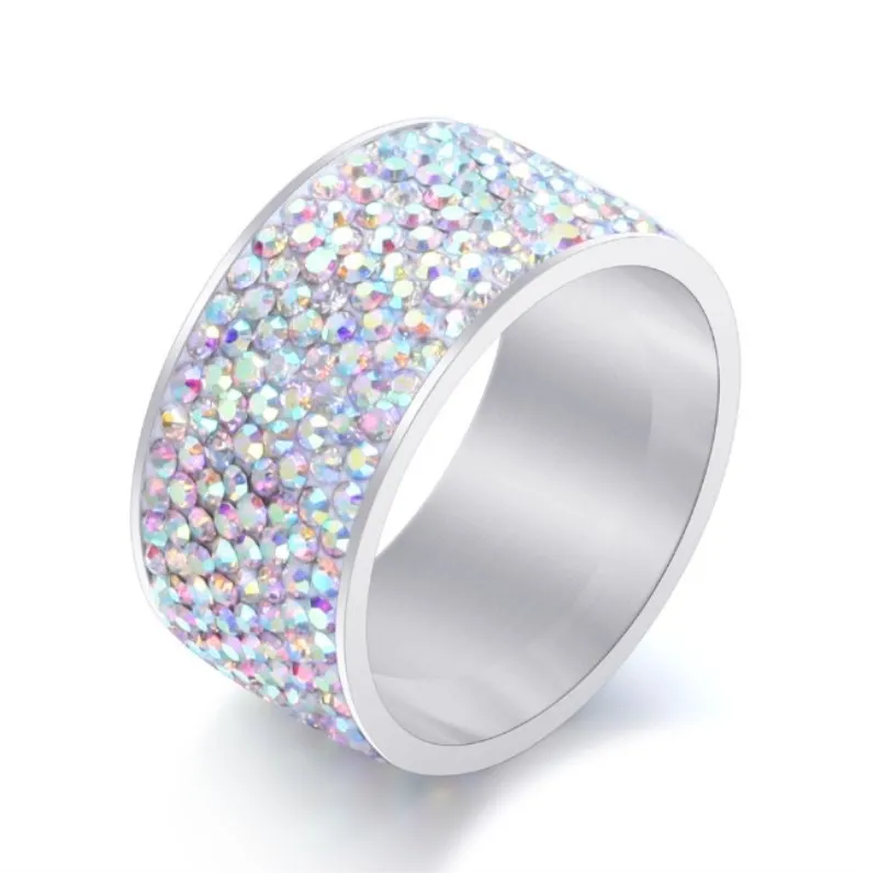 2021 Nové Jemné Šperky veľkoobchod Crystal z Swarovskis Klasické nerezovej ocele s 8 riadkov zirkón krúžky Fit Žien a Mužov 4